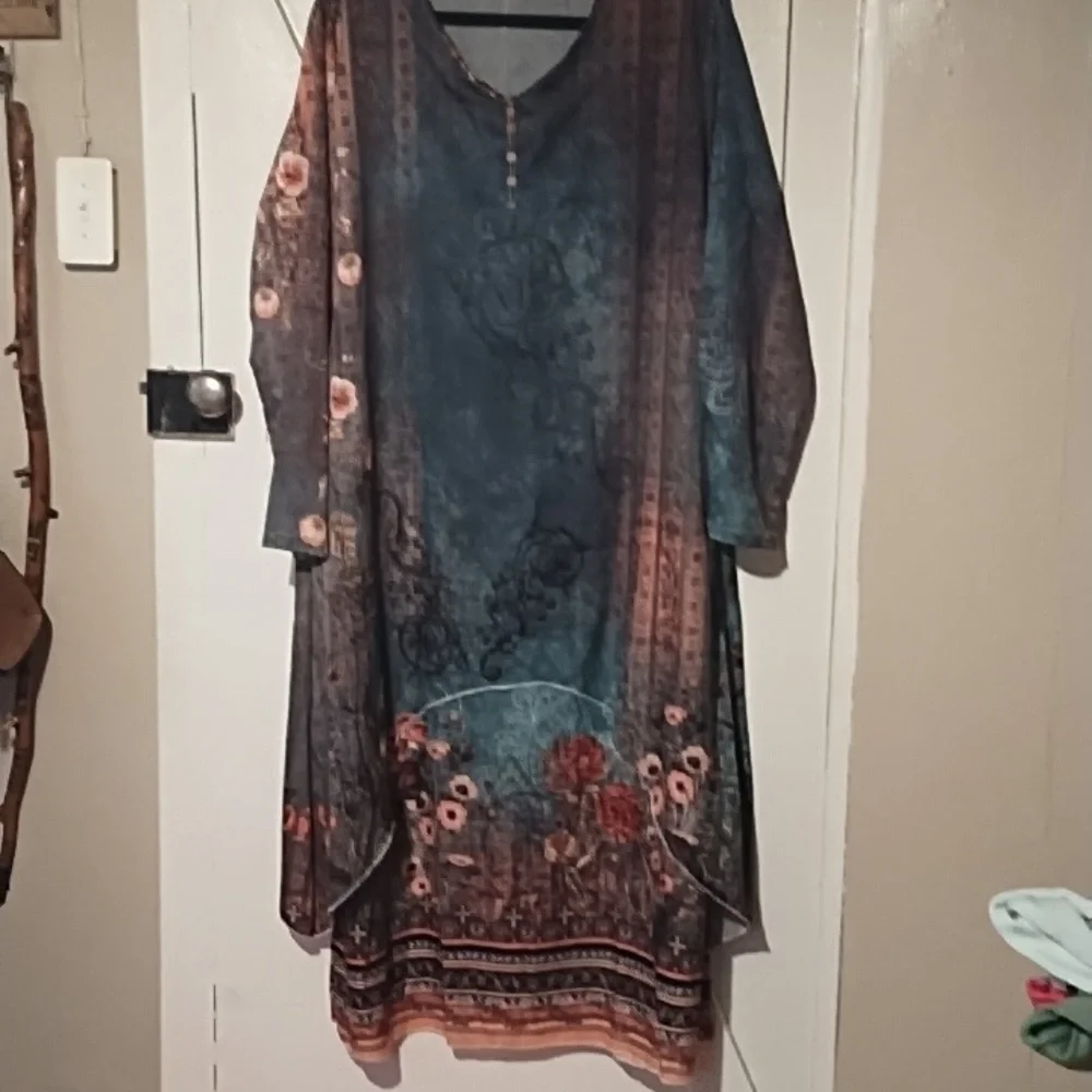Floral Bohemian Kaftan Mumu Dress - Picture 1 of 7